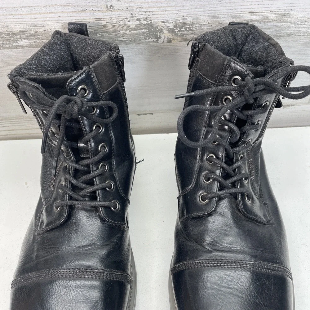 Philly-10 Mens Black Cap Toe Side Zip Combat Boots Size 12 UK 11 EUR 46